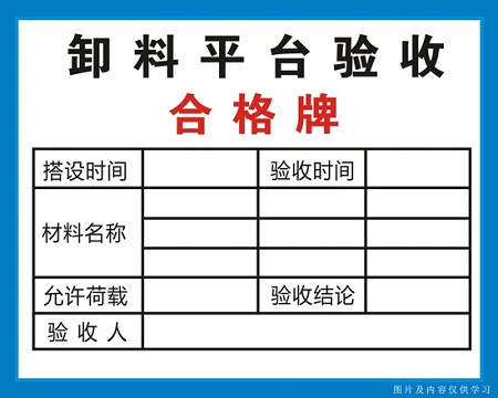 内蒙古卸料平台验收合格牌